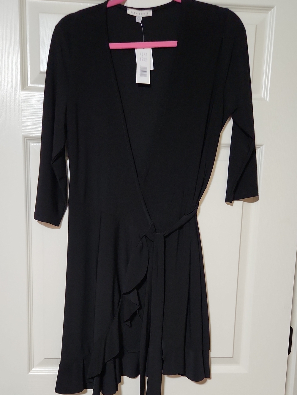 Black Wrap Dress with Ruffle Hem - NWT, Large